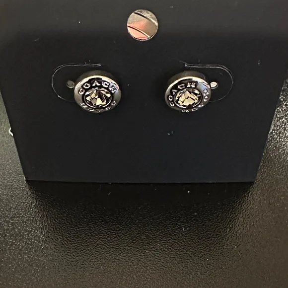 Coach Silver Logo Stud Earrings - Picture 3 of 3